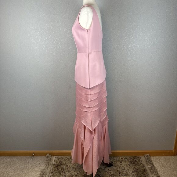 Halston Heritage Floor Length Ball Gown Dress Size 6 Layered Organza Skirt Pink - Picture 3 of 8